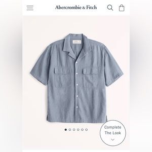 NWT Men’s Abercrombie and Fitch Camp Collar Summer Linen-Blend Shirt L